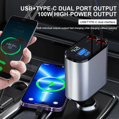 EZ Charge® Fast Charge Retractable Car Charger