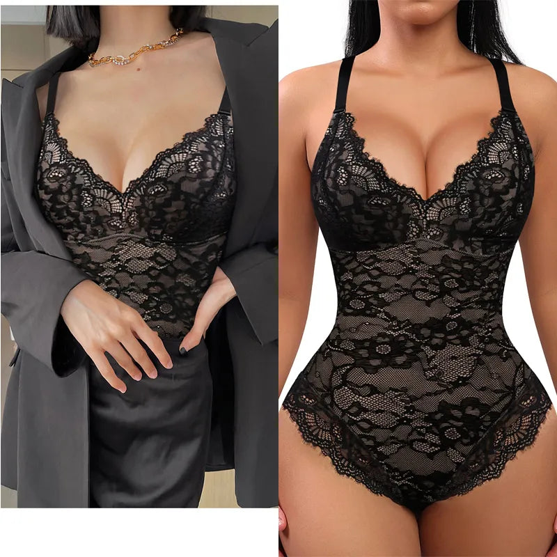 PerfectShape® Sexy Lace Deep-V Neck Bodysuits