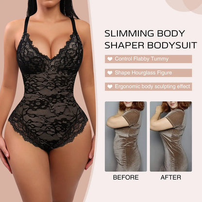 PerfectShape® Sexy Lace Deep-V Neck Bodysuits