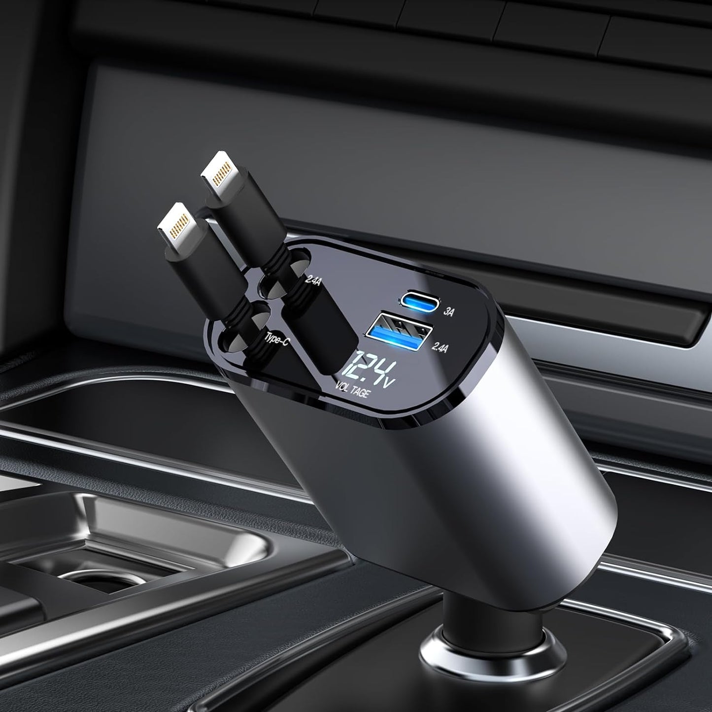 EZ Charge® Fast Charge Retractable Car Charger