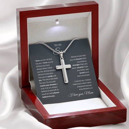 To My Son | I Love You - Stainless Steel Cross Necklace