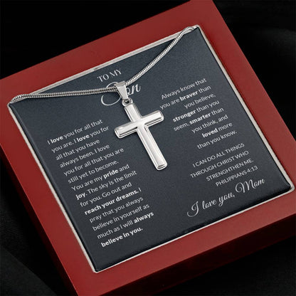 To My Son | I Love You - Stainless Steel Cross Necklace